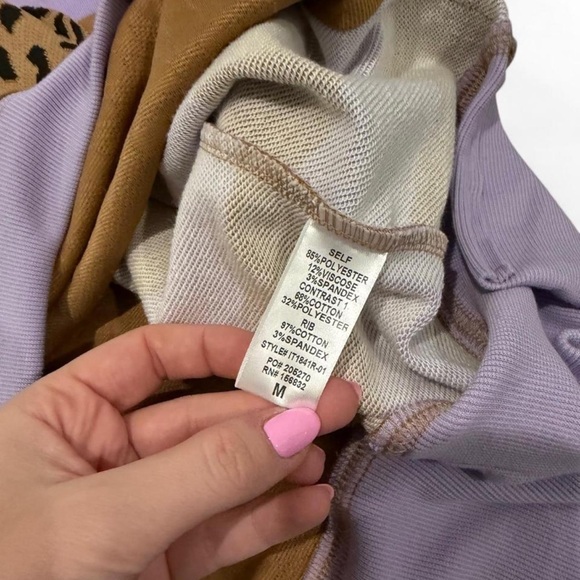 BiBi Leopard and Striped Print Top in Lavender Medium - Picture 6 of 7